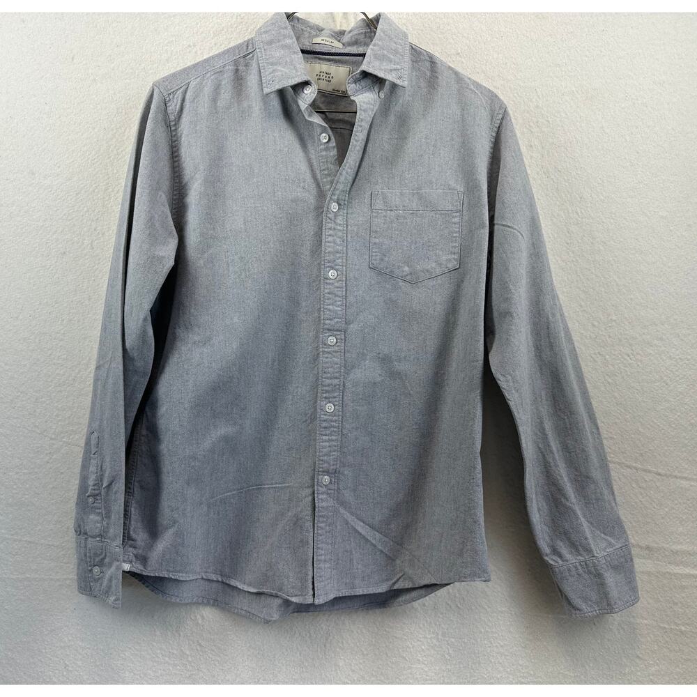 Gray Hawker Minimalist Rye Button-Down Oxford Shirt Regular Fit Size M